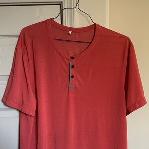 lululemon Red Short Sleeve Henley - worn reflective piece - great material